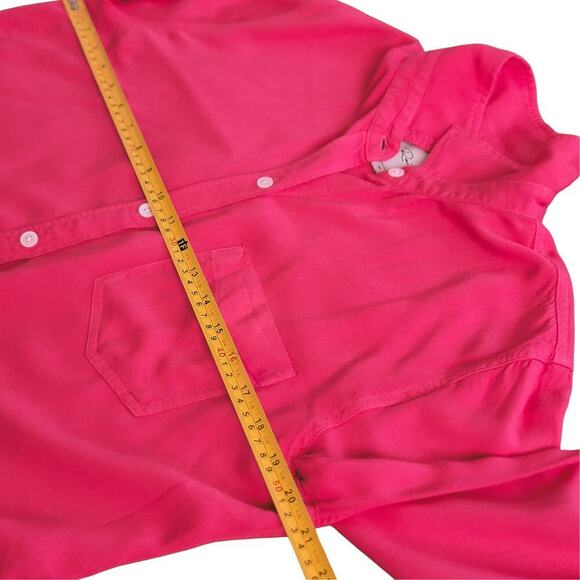 RAILS Hot Pink Frayed Hem Chambray Button Up Shirt Womens M Sustainable Fashion - Picture 10 of 13
